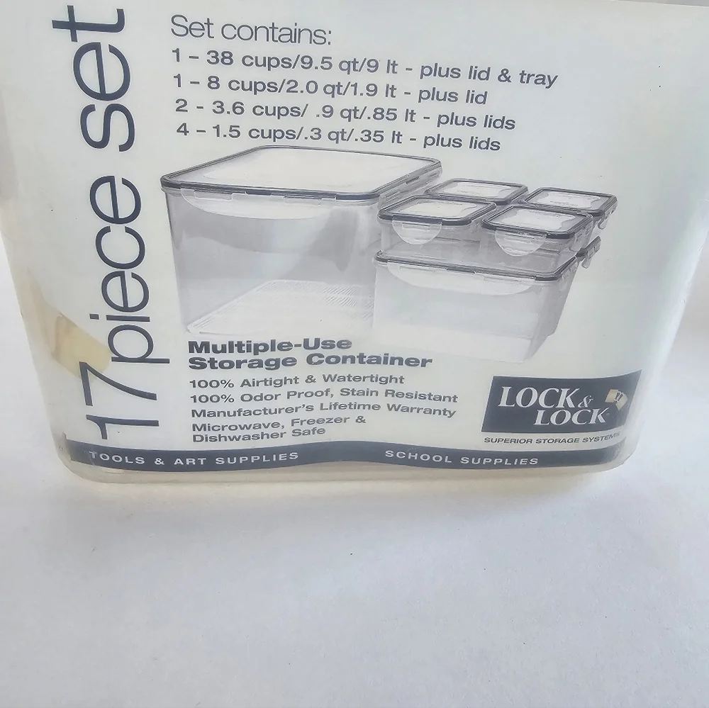 Lock & Lock Set Of 17 Multi-Use Nesting Storage Containers & Lids Vintage NOS
